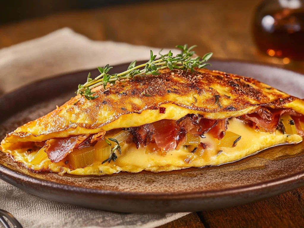 Omelettes au Prosciutto et Poireaux Caramélisés à l'Érable